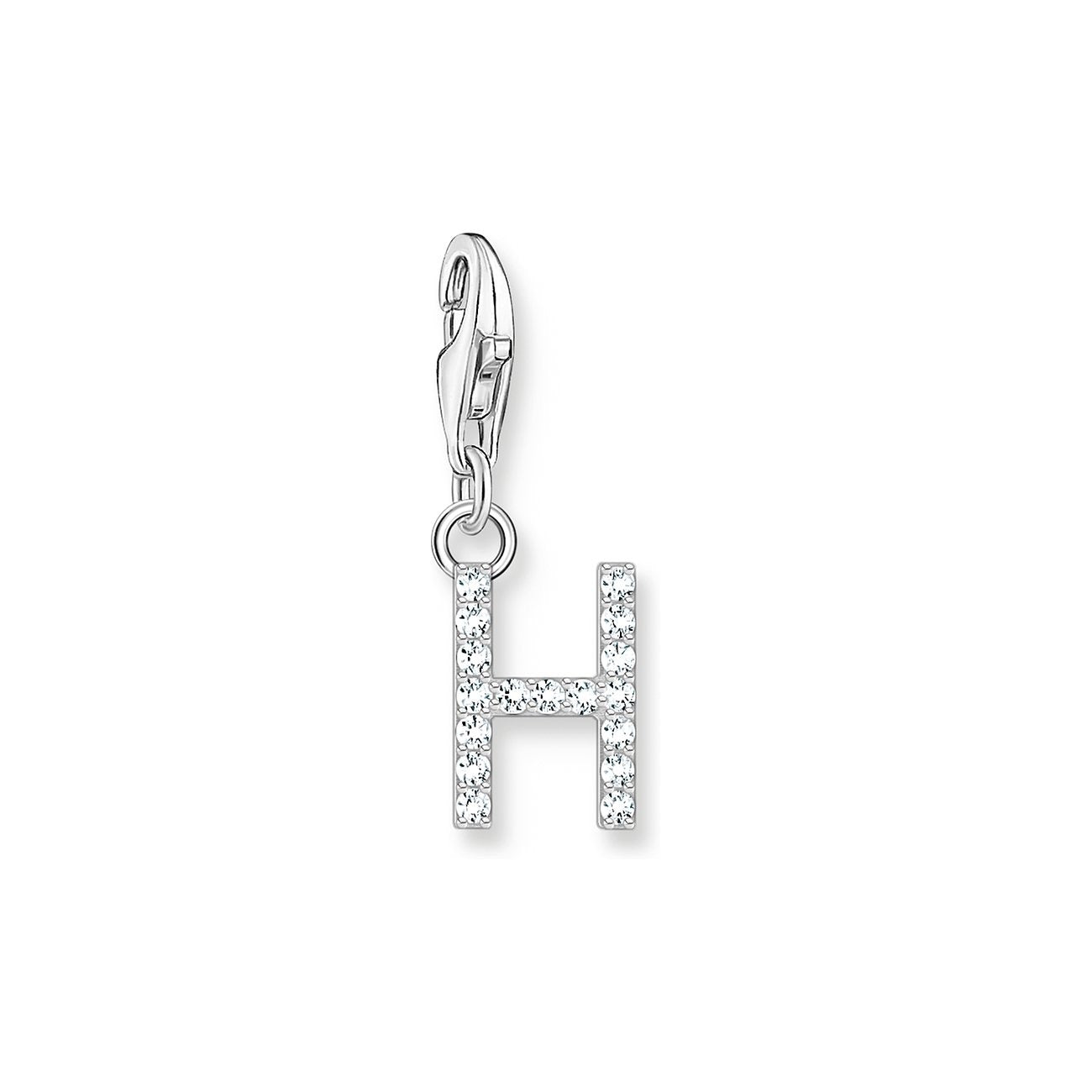 Thomas Sabo Charm-Anhänger Buchstabe H mit Weissen Steinen Silber - 1947-051-14