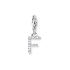 Thomas Sabo Charm-Anhänger Buchstabe F mit Weissen Steinen Silber - 1946-051-14
