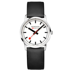 Mondaine Simply Elegant Herrenuhr aus Schwarzes Leder, 36 MM - A400.30351.12SBB