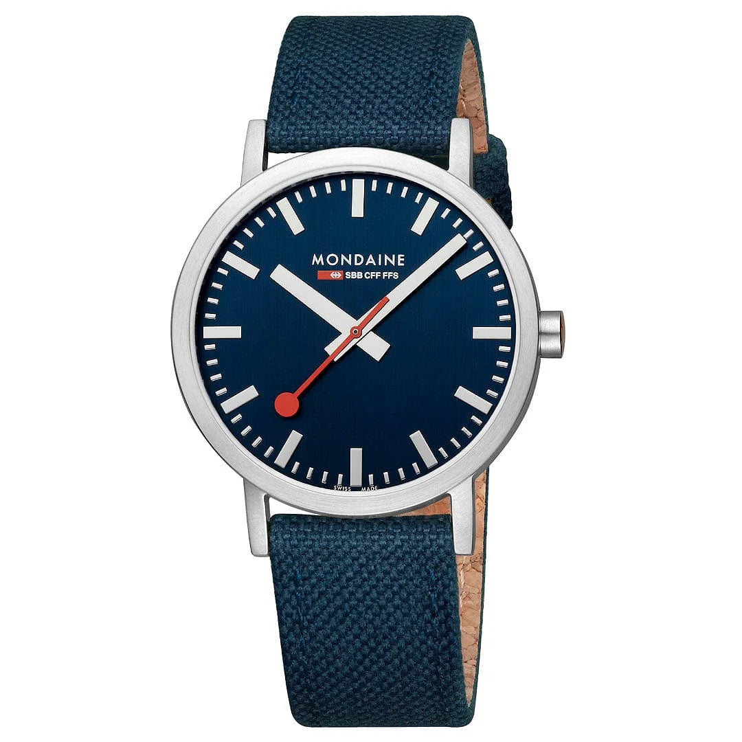 Mondaine Classic Herrenuhr aus Tiefseeblaues Textil, 40 MM - A660.30360.40SBD