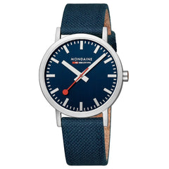 Mondaine Classic Herrenuhr aus Tiefseeblaues Textil, 40 MM - A660.30360.40SBD