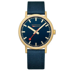 Mondaine Classic Herrenuhr aus Tiefseeblaues Textil, 40 MM - A660.30360.40SBQ