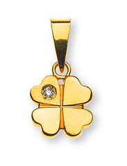 Anhänger Kleeblatt Gelbgold 750 mit Brillant 8mm