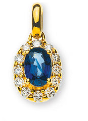 Anhänger Gelbgold 750 mit Saphir 0.67ct. und Brillanten