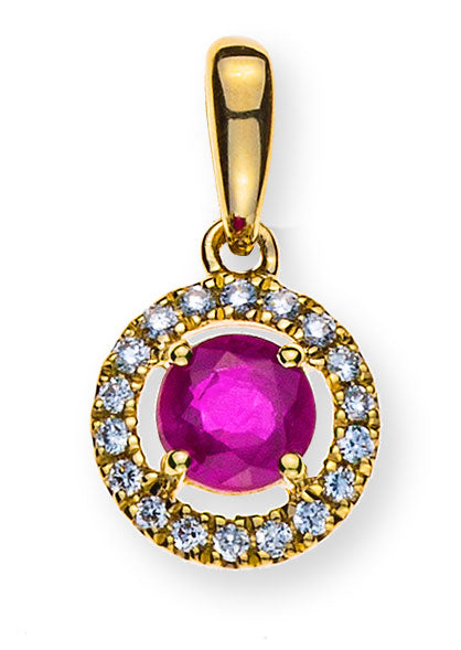 Anhänger Gelbgold 750 mit rundem Rubin 0.40ct