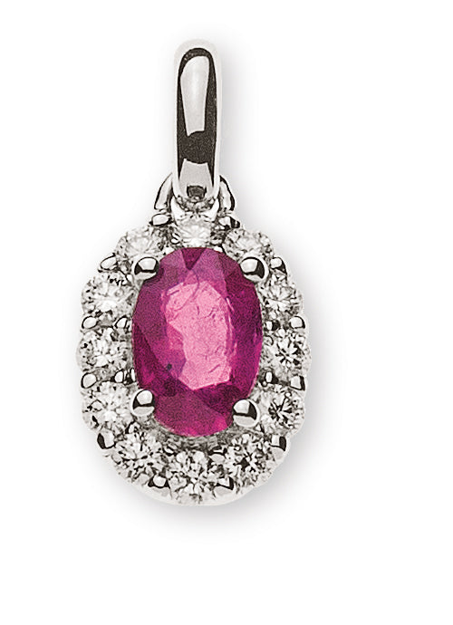Anhänger Weissgold 750 Rubin 0.53ct. Brillanten 0.22ct.