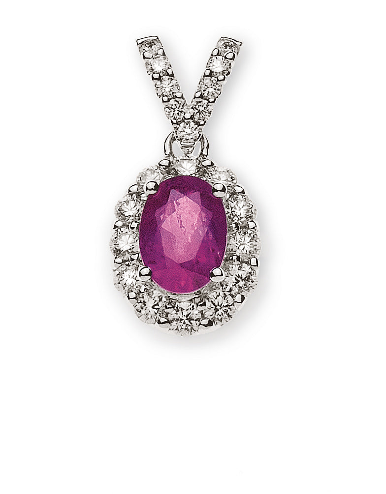 Anhänger Weissgold 750 mit Rubin 1.02ct und Brillanten 0.42ct