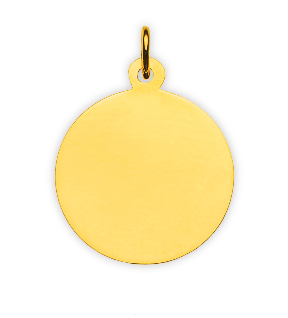 Anhänger Gravurplatte rund Gelbgold 750 poliert und gesandelt 18mm