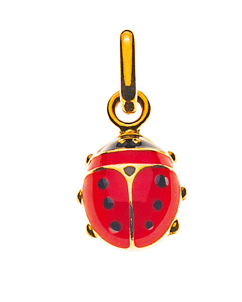 Anhänger Marienkäfer Gelbgold 750 rot schwarz emailliert 7x7mm