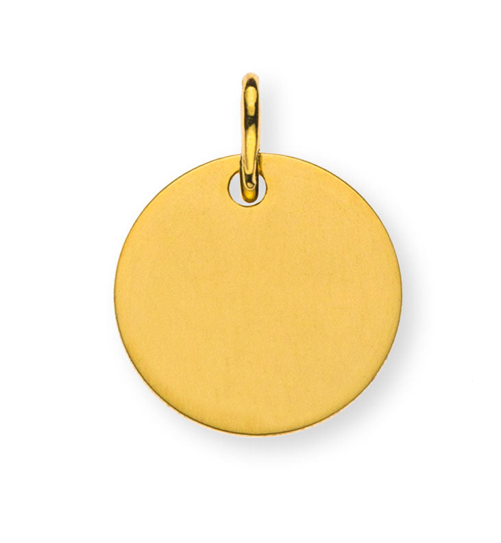 Anhänger Gravurplatte Gelbgold 750 Rund 12mm