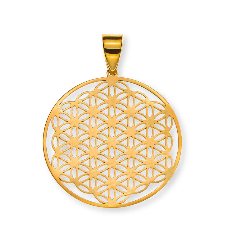 Anhänger Blume des Lebens 20mm Gelbgold 750