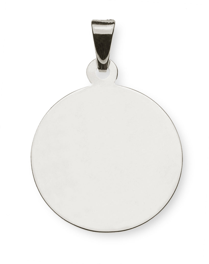 Anhänger Gravurplatte Weissgold 750 rund 18mm poliert und gesandelt