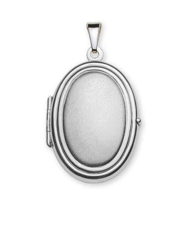 Anhänger Medaillon Weissgold 750 oval gesandelt fur Foto