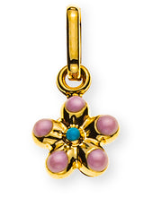 Anhänger Blume Gelbgold 375 rosa-hellblau emailliert