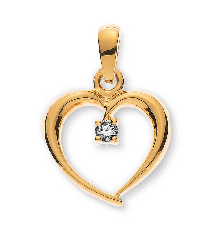Anhänger Herz Gelbgold 750 Brillant poliert
