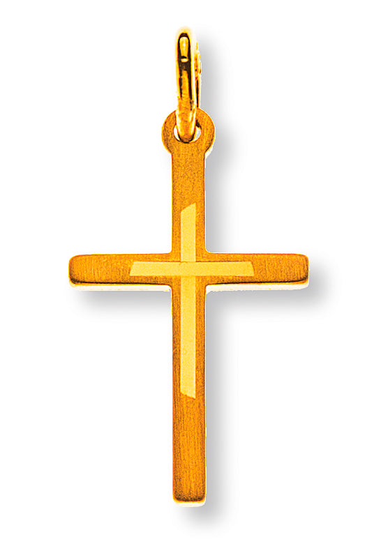Anhänger Kreuz mit Muster Gelbgold 750