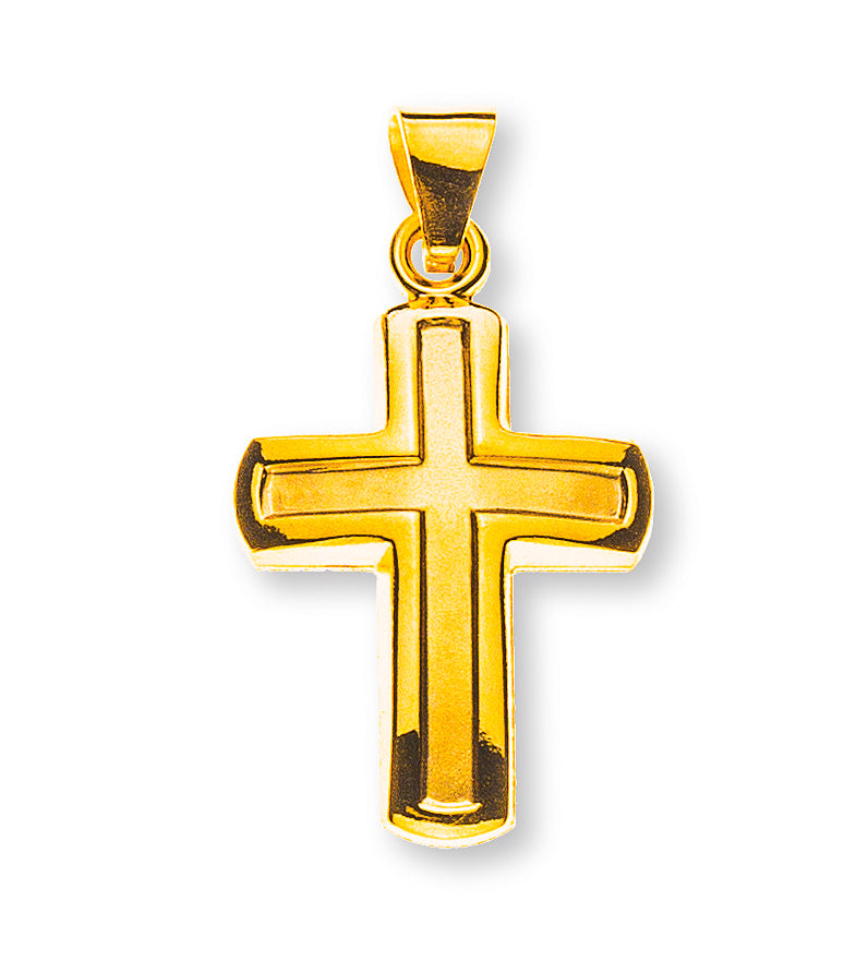 Anhänger Kreuz Gelbgold 750 mittig gesandelt