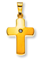 Anhänger Kreuz Gelbgold 750 Brillant poliert/gesandelt