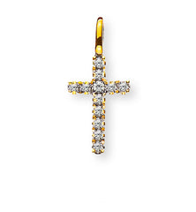 Anhänger Kreuz Gelbgold 750 mit 12 Brillanten