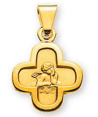 Anhänger Medaille Engel Gelbgold 750 Kreuz