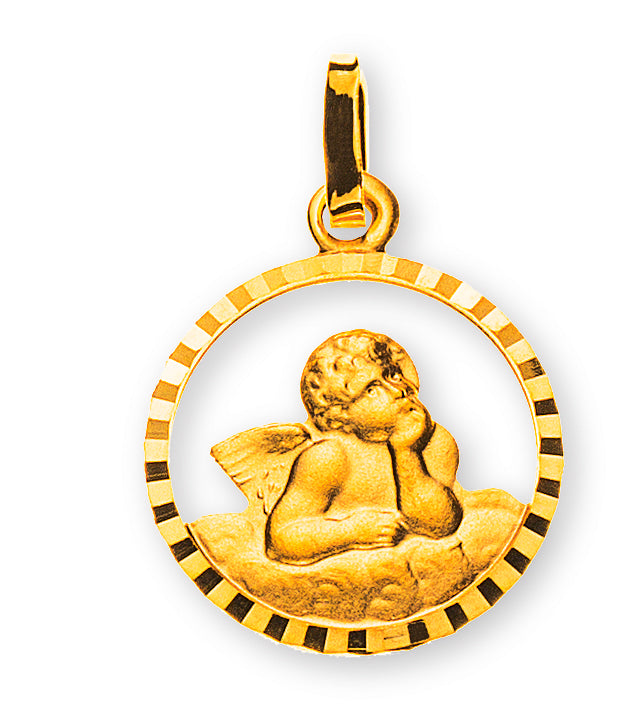 Anhänger Medaille Engel Gelbgold 750