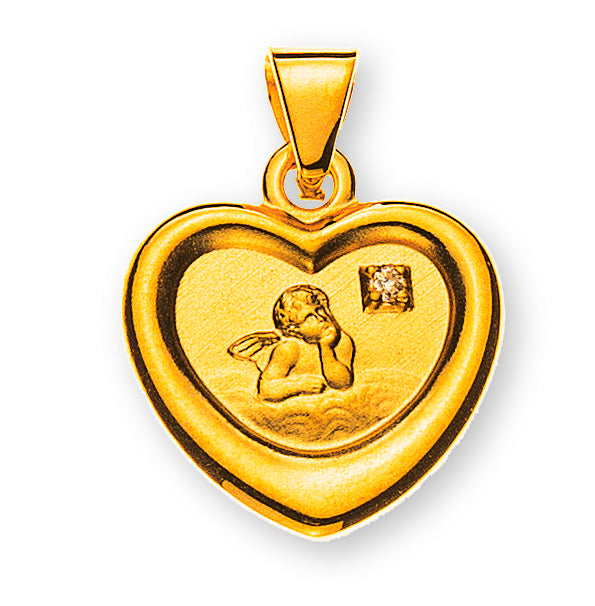 Engel Anhänger Gelbgold 750 mit Diamant