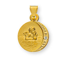 Anhänger Engel Gelbgold 750 Rund mit Diamant 0.005 ct.