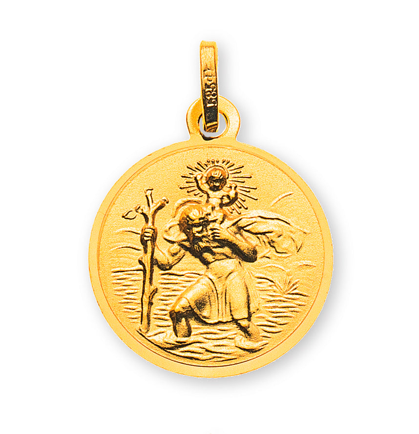 Anhänger Medaille Christophorus Gelbgold 750 14mm