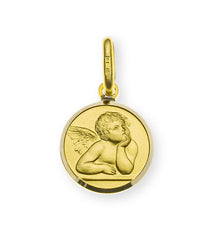 Anhänger Medaille Engel Gelbgold 750 10mm