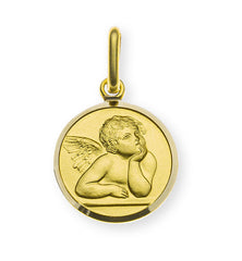 Anhänger Medaille Engel Gelbgold 750 12mm