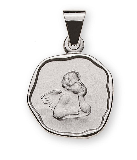 Anhänger Engel Medaille Weissgold 750