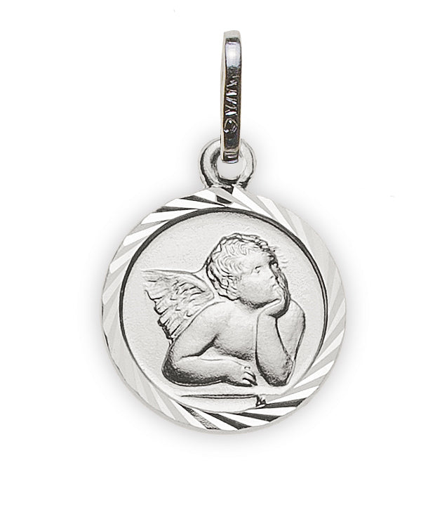 Anhänger Medaille Engel Weissgold 750 10mm