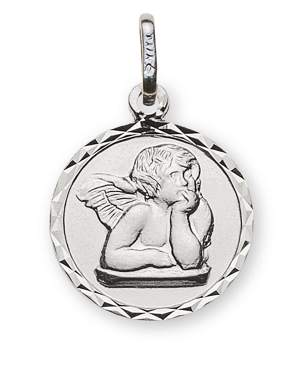 Anhänger Medaille Engel Weissgold 750 12mm