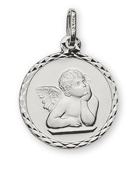 Anhänger Medaille Engel Weissgold 750 14mm