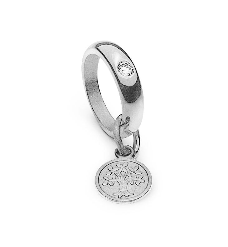 Anhänger Medaille Lebensbaum Weissgold 750 Brillant 0.03ct