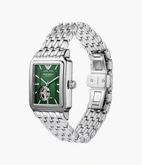 Emporio Armani AR60067 Automatikuhr Herren – Edelstahl Silber mit grünem Zifferblatt, 36 mm, Luxus Designeruhr
