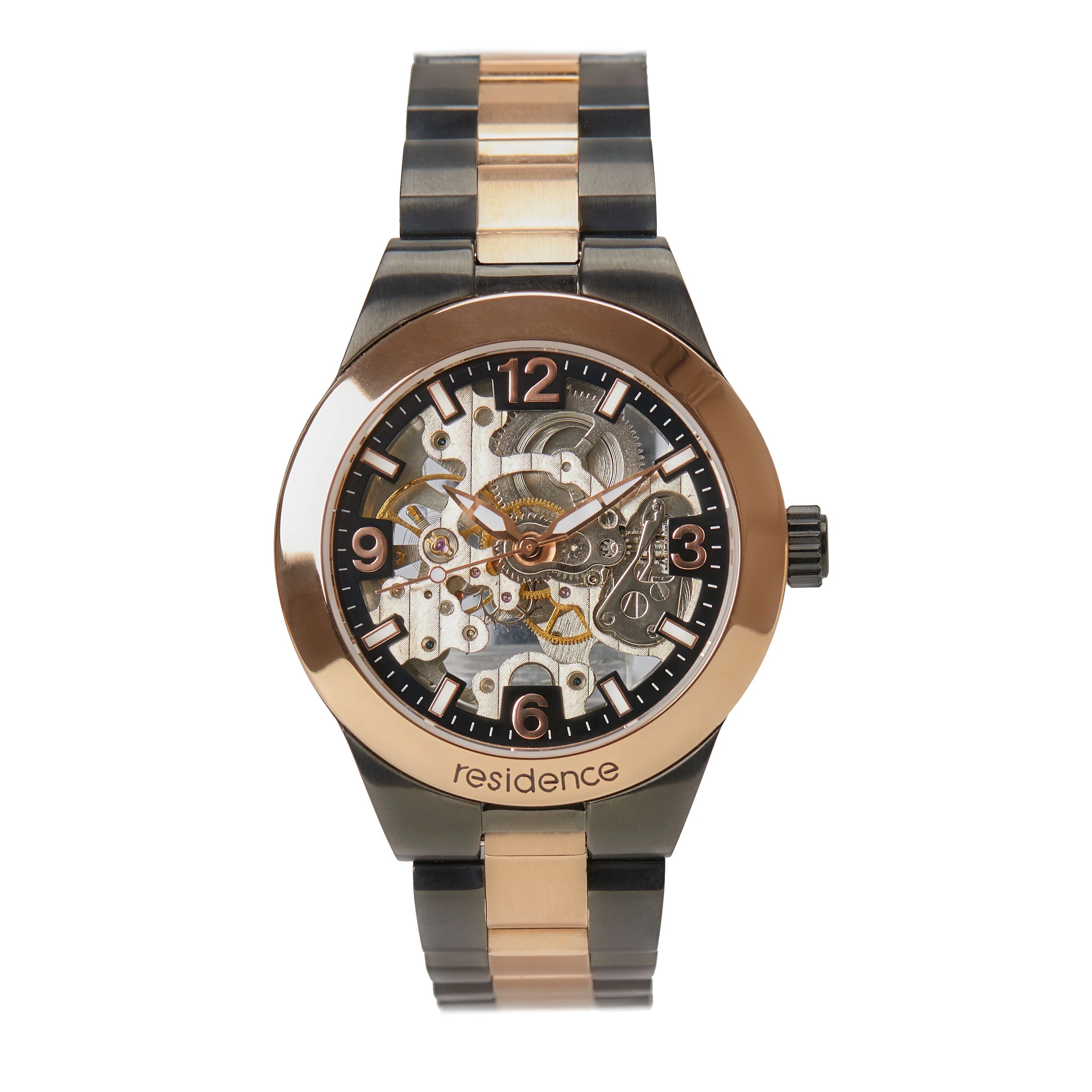 Residence Unisex Automatikuhr in Schwarz und Kupferrot