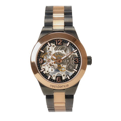 Residence Unisex Automatikuhr in Schwarz und Kupferrot