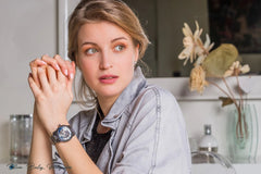 Residence Automatik Damenuhr Keramik in Schwarz mit Diamanten und Perlmutt