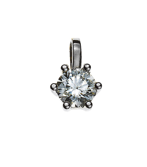 Anhänger Solitär 6-Griff-Fassung Weissgold 750 0.10 ct.
