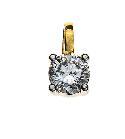 Anhänger Solitär 4-Griff Bicolor Gelb-/Weissgold 750 H-SI 0.15 ct.