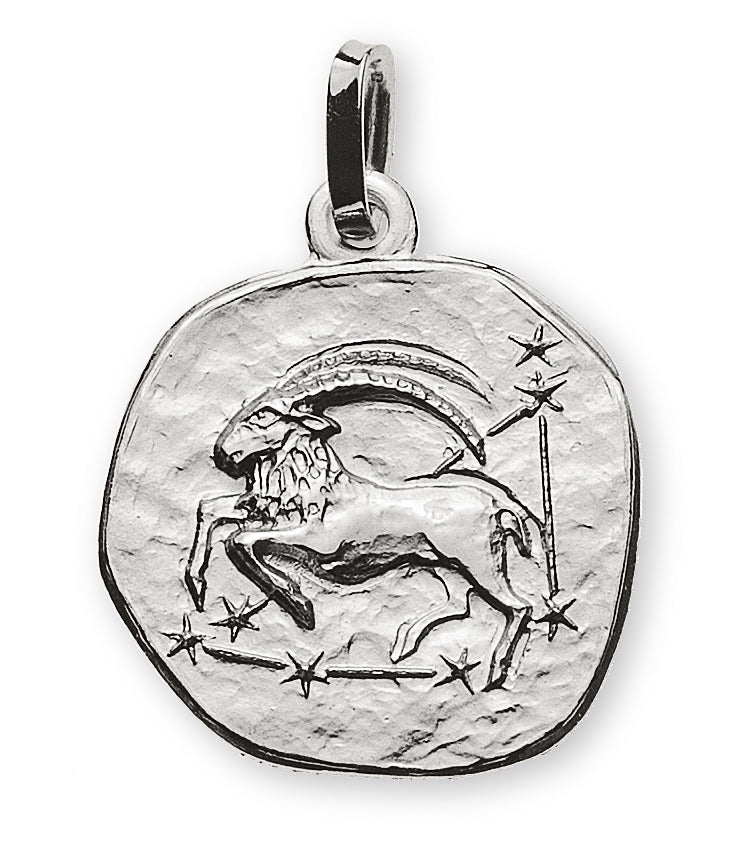 Anhänger Sternzeichen Steinbock Weissgold 750 rundlich 16mm