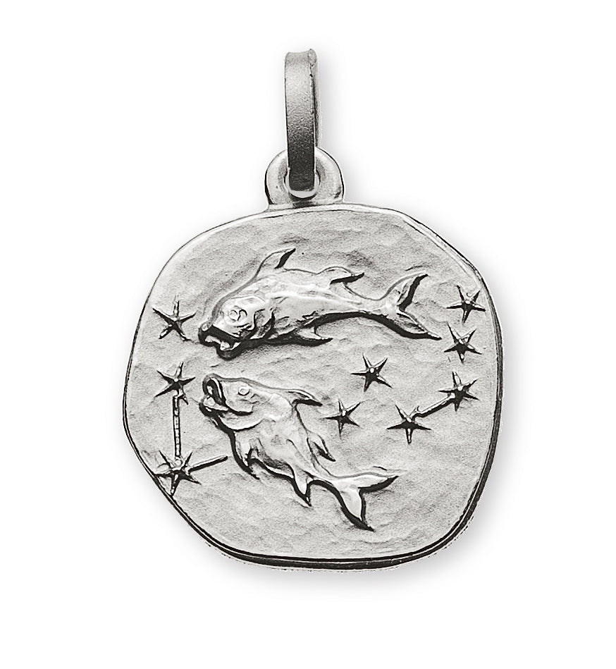 Anhänger Sternzeichen Fische rundlich Weissgold 750