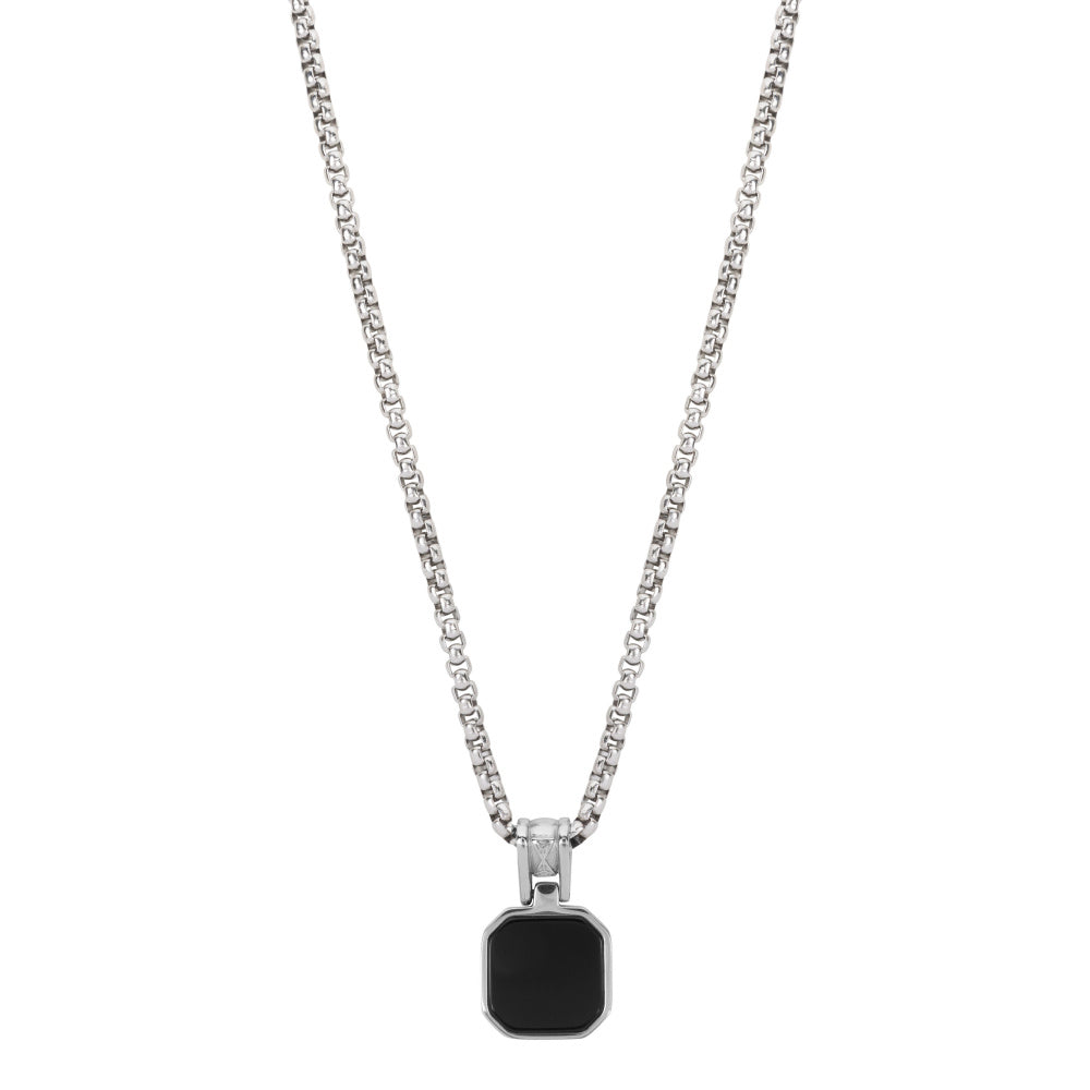 AZE Jewellery Herren Halskette Rolo Onyx Silber