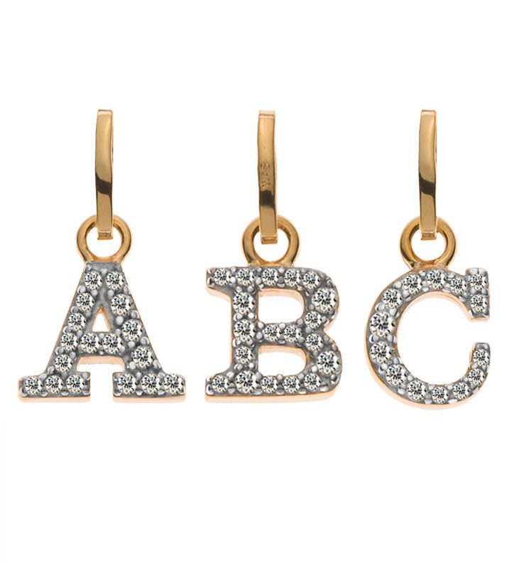 Anhänger Buchstabe Gelbgold 375 teilrhodiniert Zirkonias ca. 7x7mm