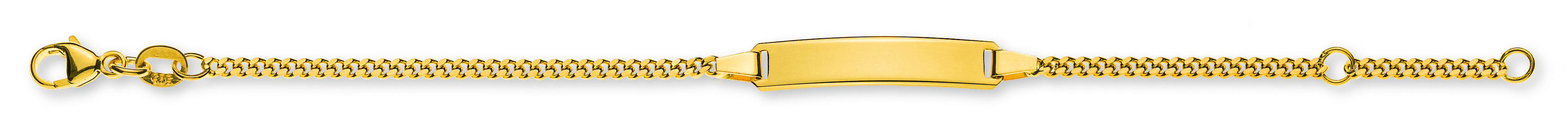 ID Armband Panzer geschliffen Gelbgold 585 mit Gravurplatte