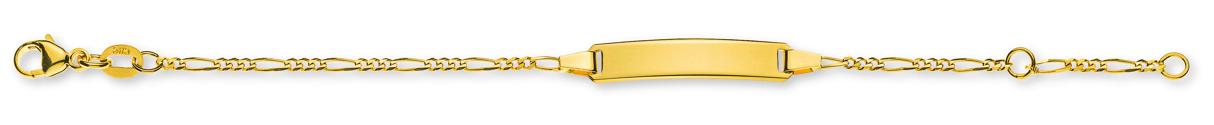 ID Armband Figaro 3&1 Gelbgold 585 mit Gravurplatte