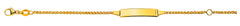 Armband Zopf mit rechteckiger Gravurplatte lang Gelbgold 375