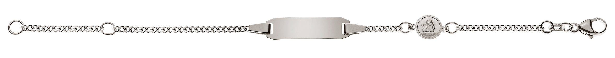 Armband Panzer diamantiert Weissgold 750 mit Gravurplatte Engeli