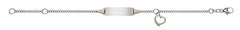 Armband Panzer diamantiert Weissgold 750 mit Herzanhänger und Gravurplatte
